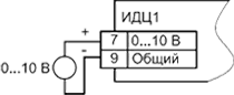 Схема подключения к прибору датчиков с сигналами от 0 до 1 В, от 0 до 10 В