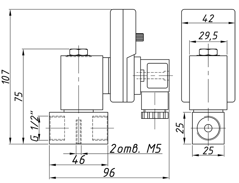 Габаритный чертеж CDV-720T-16-1/2-AC220V