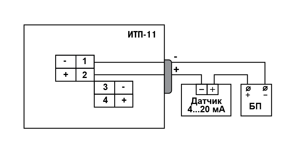 Подключение ИТП-11.Н3 справа