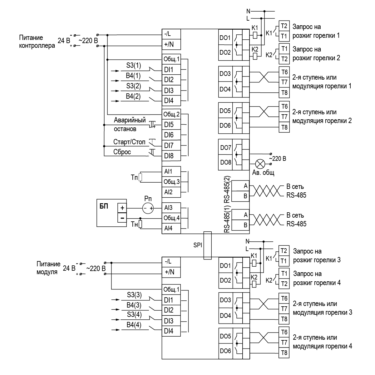 Схема подключения ОВЕН КТР-121.02.40