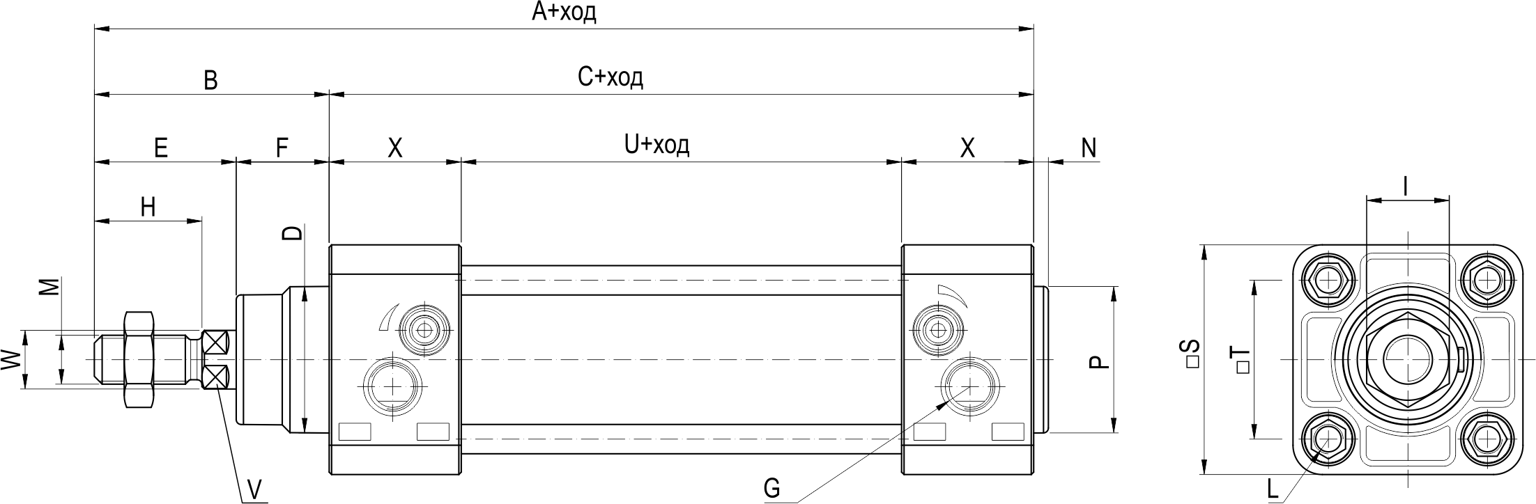 Структура условного обозначения пневмоцилиндров KIPVALVE серии KVNG