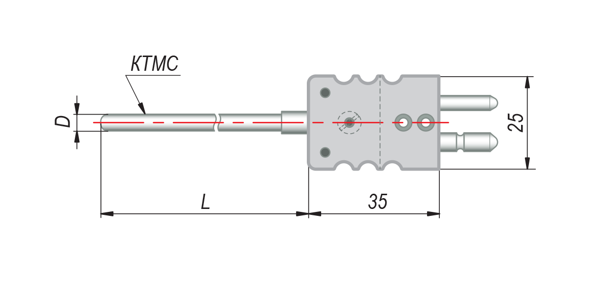 Конструктивные исполнения термопар с кабельным выводом модель 284
